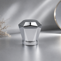 Tapa de Perfume de Aleación de Zinc con Logotipo Personalizado, Plateada, Corte Multifacético, Base de Cilindro con Doble Anillo, Fabricante OEM