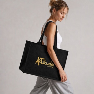 Borsa Regalo in Iuta Laminata Ecologica OEM, Borsa Riutilizzabile in Lino per Shopping con Logo Personalizzato per Pubblicità - Product Image 1