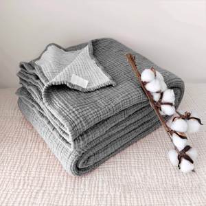 Custom Size Soft 4 Layer Cotton <strong>Throw</strong> Lightweight Blanket Gauze Rustic Muslin Bed Cover - Product Image 6