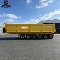 Semi-remorque benne basculante arrière hydraulique en acier à 6 essieux pour le transport de minerai, de sable et de marchandises en vrac dans l'exploitation minière, avec une charge utile de 80 tonnes