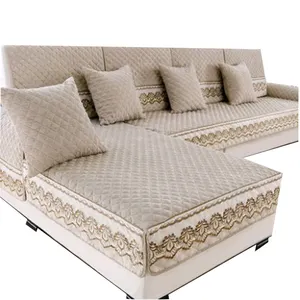 Venta al por mayor sofá y asiento de amor cubre-Funda de sofá en forma de l de tela de poliéster, para sofás de lujo con chaise esquinero