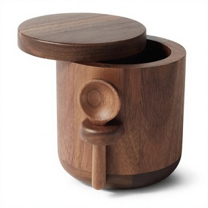 Classic Wooden <b>Storage</b> <b>Jar</b> Airtight Seal 250mL Capacity Multifunction Pantry Organization Custom Engraved Wooden Lid - Product Image 1