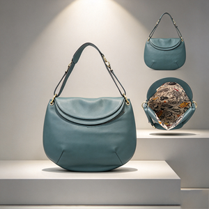 Sac à bandoulière en cuir véritable souple pour femme, sac à main à rabat avec sangle réglable et amovible - Product Image 2