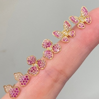 Aazuo Boucles d'oreilles mini gourdes en or jaune massif 18 carats avec saphirs roses naturels et diamants, pour filles, cadeau d'anniversaire pour enfants