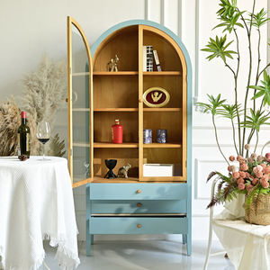 INNOVA Home Living Room Dining Kitchen Sideboard Modern Arch Design Blue Wooden <b>Storage</b> <b>Drawer</b> Cabinet <b>with</b> Flat Panel Door - Product Image 3