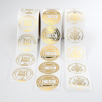 Etiquetas Adhesivas Redondas Transparentes Impresas Personalizadas al por Mayor, con Logotipo Estampado en Dorado para Botellas, Frascos y Embalaje