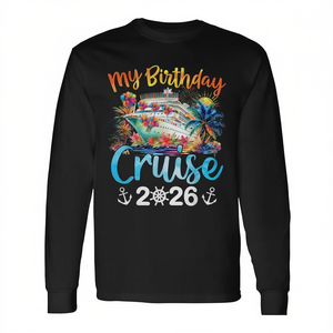 T-shirt à manches longues « My Birthday Cruise 2026 » pour les vacances en famille, chemise d'anniversaire - Product Image 2