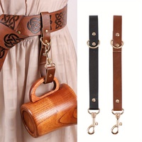 Porte-clés WJ vintage en cuir PU avec anneaux métalliques, accessoire de cosplay médiéval et de la Renaissance pour costumes et Halloween
