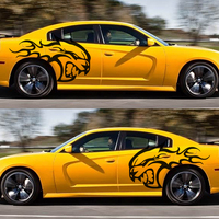 2 autocollants universels pour voiture, style course, flamme Hellcat, imperméables, anti-rayures, pour carrosserie de véhicules, pour voitures tout-terrain