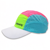 Casquette de course sportive légère découpée au laser, perforée, bicolore, séchage rapide, respirante, 5 panneaux, pour la randonnée, le cyclisme, logo personnalisé