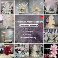 Décoration de mariage et d'événements JINDA, installation artistique géante en organza de soie blanche faite à la main, centre de table, support floral