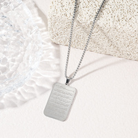 Collar de Acero Inoxidable con Colgante Rectangular de Ayatul Kursi, Verso Religioso del Corán, Joyería de Moda Islámica Árabe Musulmana