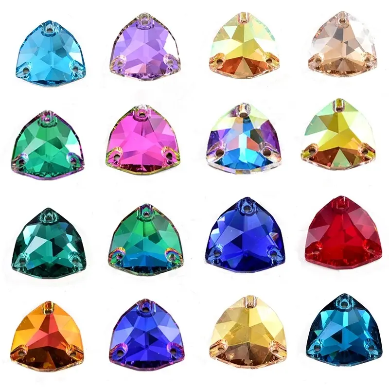 Blinginbox-diamante de imitación 5A, piedra triangular ancha, para coser, 20 colores, adornos para disfraces de cristal, 126 Uds.