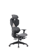 Chaise de bureau ergonomique contemporaine en maille, pivotante, grise, avec accoudoirs réglables 6D