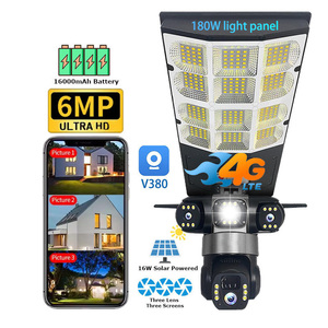 Zonne-aangedreven 180W LED-straatlamp met 12MP 6K UHD 3-scherm 3-lens camera 4G WiFi 10x digitale zoom - Product Image 1