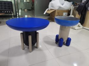 Table basse moderne en fibre de verre, petite taille, facile à transporter, plateau en verre - Product Image 6