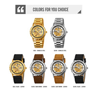 Montre squelette pour homme SKMEI M035, mécanique, 3ATM, or, marque de luxe, montres automatiques en acier, montres pour homme au poignet
