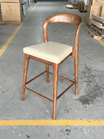 Chaise de bar haute de cuisine en bois de frêne massif, design moderne et luxueux, tabourets de bar en bois, sièges de bar de cuisine design