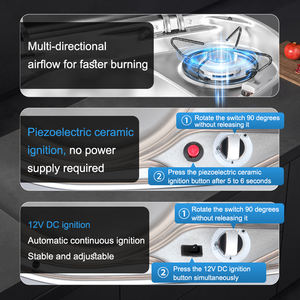 Cuisinière à <span class=keywords><strong>gaz</strong></span> GPL portable en acier inoxydable 304 au design moderne avec évier intégré <span class=keywords><strong>et</strong></span> couvercle en verre trempé <span class=keywords><strong>pour</strong></span> <span class=keywords><strong>camping</strong></span>-cars, caravanes <span class=keywords><strong>et</strong></span> cuisines de véhicules de loisirs - Product Image 5