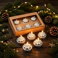 Neuheit Weihnachtsdekoration Rauchfreie Saubere Brennende 6er-Pack Silber Glitzer Stern Teelichter Neuartige Teelichtkerzen