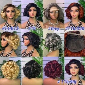 Wholesale Original Human Hair Highlight Piano Color <b>Black</b> Color 99j Color Loose Bouncy Wig 100% Human Hair 5*5 <b>Lace</b> Wig - Product Image 2