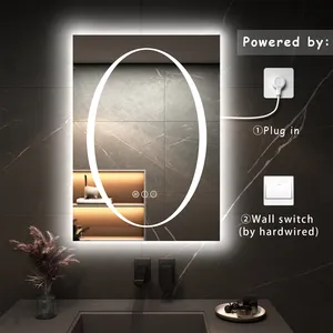 Demist elettronico Smart Led bagno orizzontale appeso 3 colori specchio da bagno temperato intercambiabile