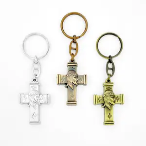 Ready Stock Catholic Christian Religion Retro Cross for Men Women Gift Pendants Charms Handbag Cross KeyChain Key ChainRing