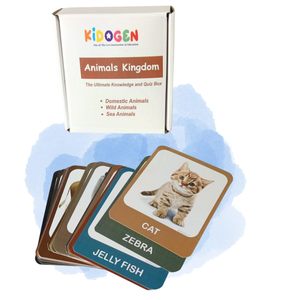 KIDOGEN Animal <b>Kingdom</b> Flash Cards for Kids | Sea, Wild & Domestic Animals Learning Cards | Preschool & Kindergarten Educational - Product Image 1