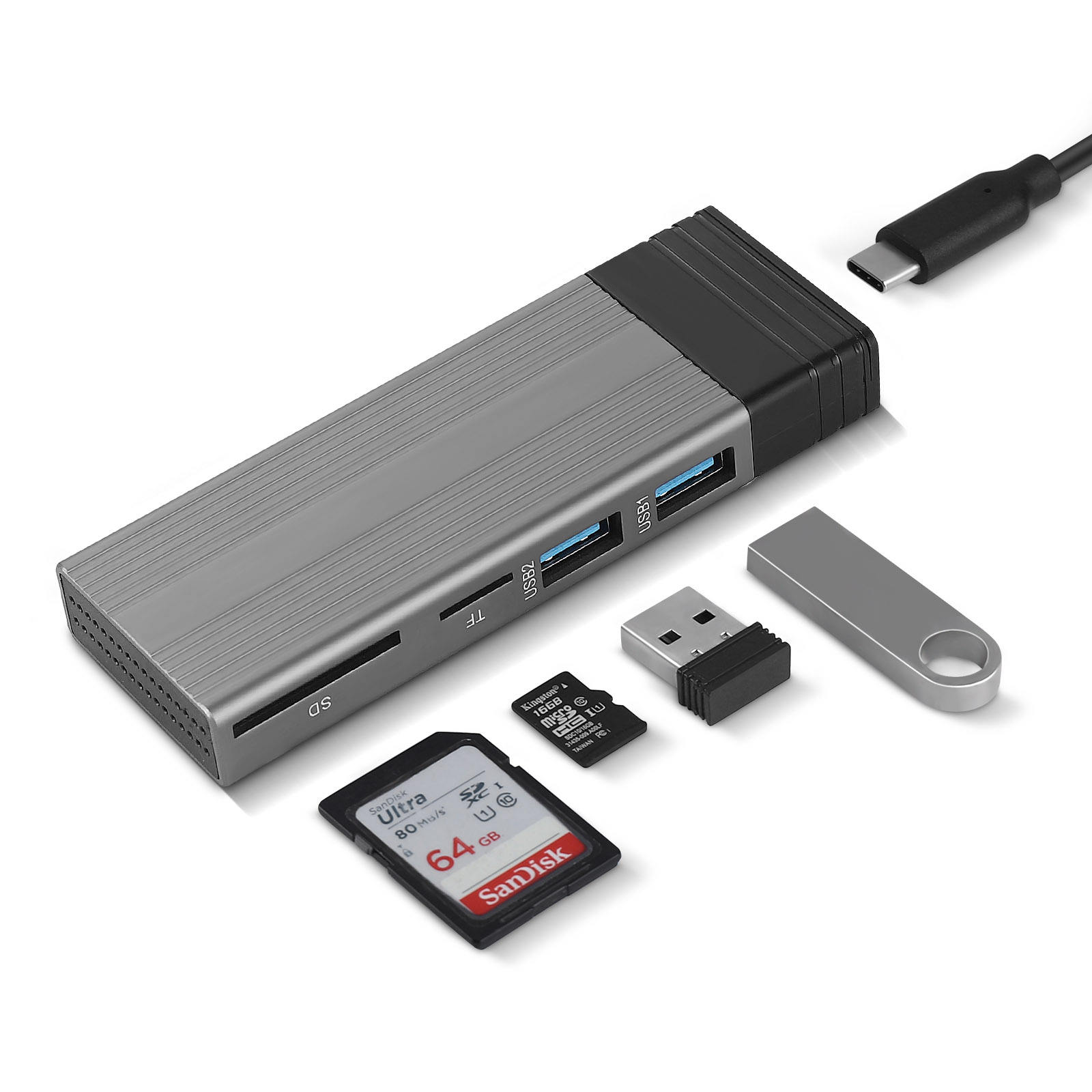 in NVME SSD Enclosure USB-C Hubs External Adapter Type C  Docking Station with SD TF Card Reader SATA SSD Box