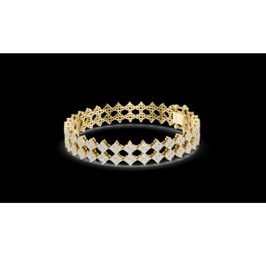 Pulsera de Plata de Ley con Diamantes Florales Geométricos en Oro Rosa, Elaborada en Oro Rosa de 14K y 18K, Elegancia Moderna, Lujo Atemporal, Regalo - Product Image 5