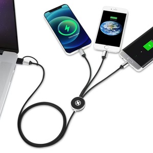 3 1 <span class=keywords><strong>Connecteur</strong></span> de cordon de chargeur rapide Câble de charge multi-<span class=keywords><strong>USB</strong></span> Adaptateur de port double téléphone/type C/micro <span class=keywords><strong>USB</strong></span> Nylon pour imprimante-LP-25034 - Product Image 2
