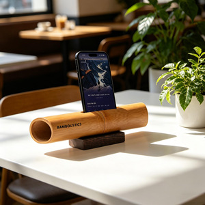 Bambooustics Bamboo Phone <b>Speaker</b> <b>Amplifier</b> Holder For iPhone <b>With</b> USB Power Business Gift - Product Image 5