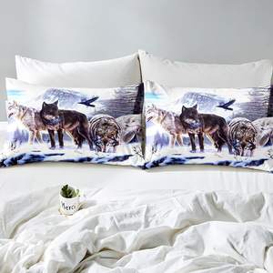 Ensemble de housse de <span class=keywords><strong>couette</strong></span> 3D <span class=keywords><strong>loup</strong></span> reine enfants adolescents thème animal décor couvre-lit ensemble de literie - Product Image 3