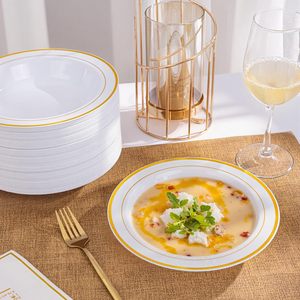 Piatti di Plastica <span class=keywords><strong>Usa</strong></span> <span class=keywords><strong>e</strong></span> <span class=keywords><strong>Getta</strong></span> Premium da 7,5 Pollici con Bordo Dorato, Piatti Fondi <span class=keywords><strong>per</strong></span> Cena, Dessert, Antipasti, <span class=keywords><strong>Ciotole</strong></span> Rotonde <span class=keywords><strong>per</strong></span> Zuppa <span class=keywords><strong>per</strong></span> Matrimoni <span class=keywords><strong>e</strong></span> Feste - Product Image 2