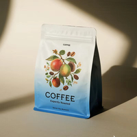 Sachet d'emballage de café imprimé sur mesure, scellé sur huit côtés, en aluminium de qualité alimentaire, avec fermeture éclair refermable, vente en gros OEM