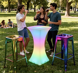 Colorfuldeco sạc <span class=keywords><strong>LED</strong></span> Bistro bảng RGB màu-có thể thay đổi ngoài trời nhựa <span class=keywords><strong>Stylish</strong></span> hình trụ Bar bảng - Product Image 1