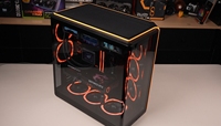 Boîtier d'ordinateur de jeu de bureau Aigo StellarSpark ATX Mid-Tower avec écran FHD 9,16 pouces en verre incurvé, prend en charge les cartes mères BTF et les GPU PC de la série 50