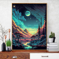 Nouvelle conception de peinture au diamant DIY personnalisée 5D, magnifique paysage de lune et d'arbres, art mural, broderie au diamant AB