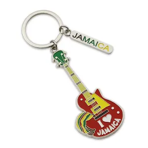 Travelpro Customized Guitar Style Metal Key chain with Jamaica Custom Design Logo Tag keychains for Keyring Souvenirs Gifts