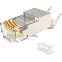Connecteurs RJ45 Cat7 modulaires blindés SFTP moulés en PC+Cuivre de haute qualité, 8p8c, 100 pièces par boîte