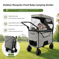 Poussette de camping pliable, anti-moustiques, pare-soleil, pour jumeaux, avec roues pivotantes en fer, personnalisation OEM