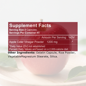 แคปซูลสมุนไพรแอปเปิ้ลไซเดอร์วีนีการ์ 1200 มก. ปราศจากน้ำตาล สำหรับผู้ใหญ่ ช่วยควบคุมน้ำหนัก ระบบเผาผลาญ และสุขภาพทางเดินอาหาร - Product Image 3