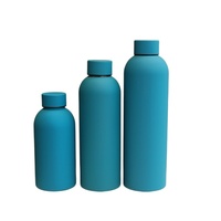 Bouteille d'eau isotherme en acier inoxydable 304 à double paroi avec logo gravé, revêtement caoutchouc, 500 ml, à col étroit et à paroi droite