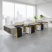 Poste de travail de bureau ouvert moderne de grande taille, cadre en bois, zones multifonctionnelles, alimentation intégrée, bureau professionnel pour équipe