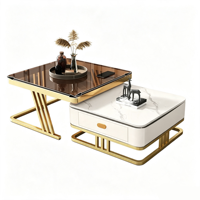 Ensemble de tables basses gigognes de luxe italien, plateau en pierre mate, tables basses carrées combinées pour salon et usage domestique