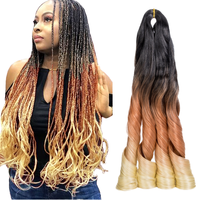 Extensions de Tresses Cheveux Frisés à la Française 150g, Anti-Emmêlement, Fibre Synthétique Haute Température pour Crochet, Tresses 14, 18, 24 Pouces