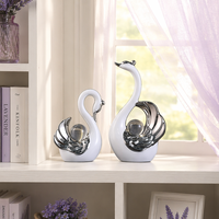 Ornement décoratif en céramique en forme de cygne, style Art déco, luxe léger, pour salon moderne et cadeaux