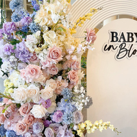 ZKAI Décoration de fête personnalisée : Arche en acrylique blanc, Socle à gâteau ondulé, Chemin de table floral, Panneau de fond et Arche pour Mariage et Baby Shower