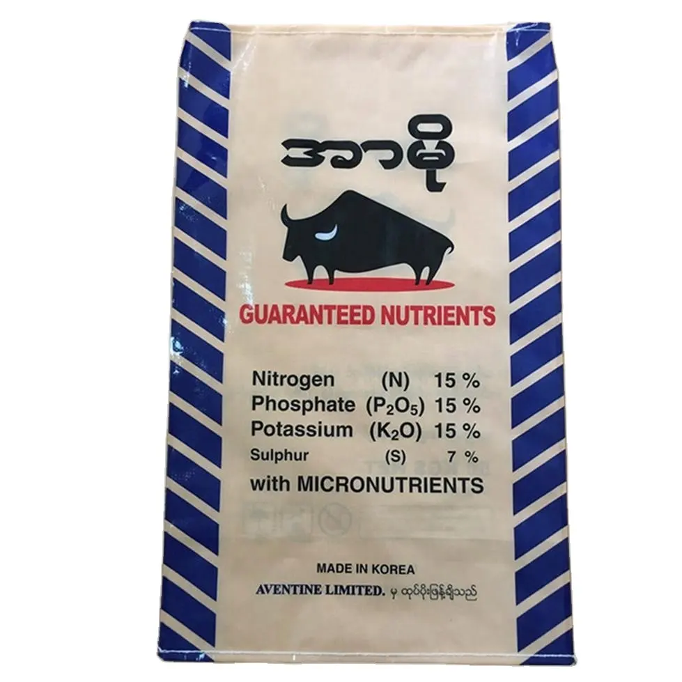 Commercio all'ingrosso impermeabile bopp tessuto laminato polipropilene sacchi per fertilizzante pellet pp sacchetti di plastica 25kg 50kg 10kg