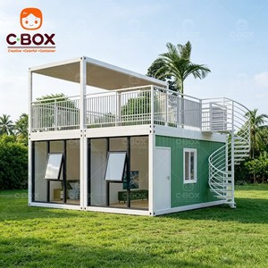 Cbox Villa Modulaire Portable à 2 Étages Facile à Assembler avec Balcon et Terrasse, Maison Conteneur Démontable pour Camping de Vacances - Product Image 1